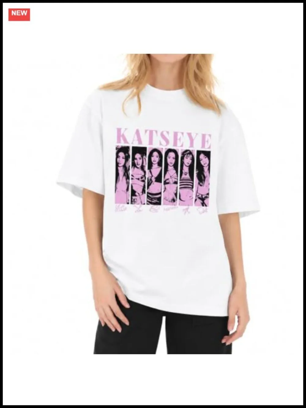 KATSEYE Vintage Photo Collage T Shirt Autographed Tee 100% Pure Cotton Casual